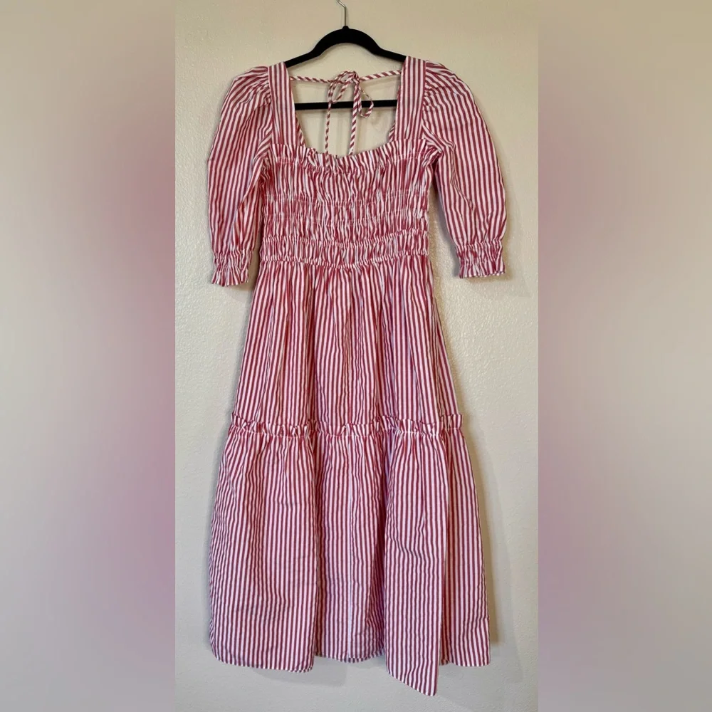 Topshop Striped Poplin Tiered Midi Dress Sz 6 NWT - Picture 3 of 7